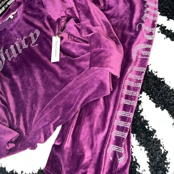 Juicy Couture Purple Velour Logo Lounge Pants & Top Set - Picture 3 of 3